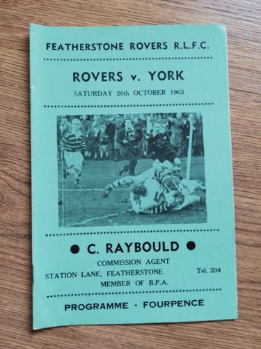 Featherstone v York Oct 1963 Rugby League Programme