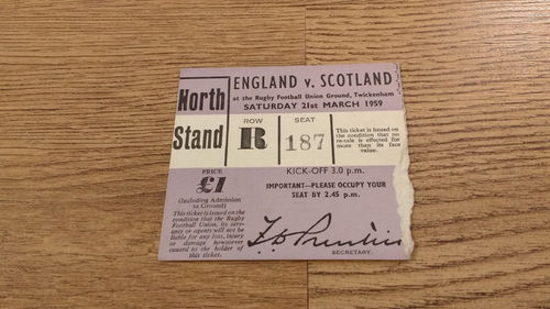 England v Scotland 1959 Rugby Ticket