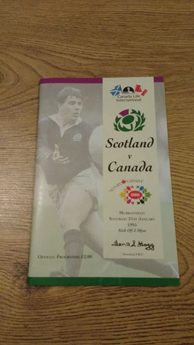 Scotland v Canada 1995 Rugby Programme