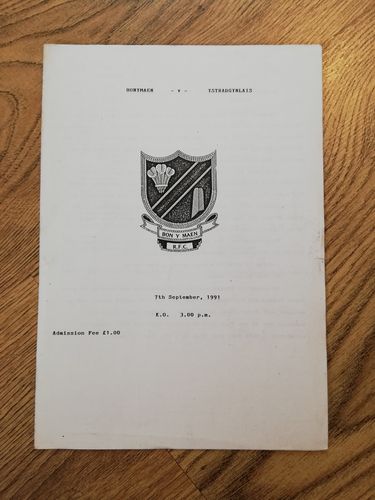 Bonymaen v Ystradgynlais 1991 Rugby Programme