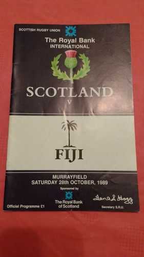 Scotland v Fiji 1989 Rugby Programme