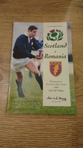 Scotland v Romania 1995 Rugby Programme