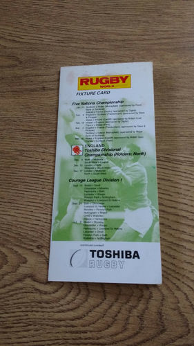 Rugby World Fixture Card 1988/89