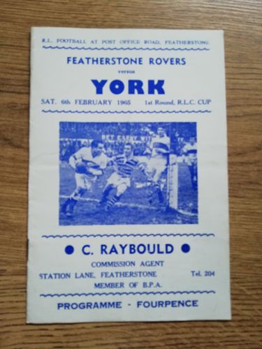 Featherstone v York Feb 1965 Challenge Cup Rugby League Programme