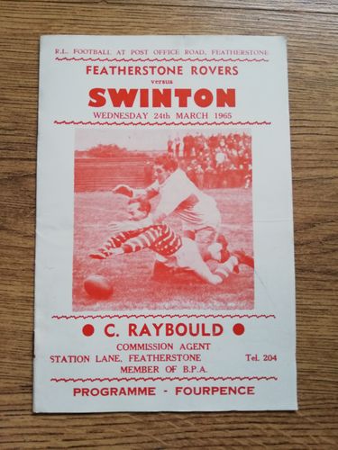 Featherstone v Swinton Mar 1965 Rugby League Programme