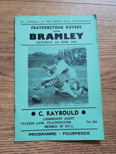 Featherstone v Bramley Apr 1965 Rugby League Programme
