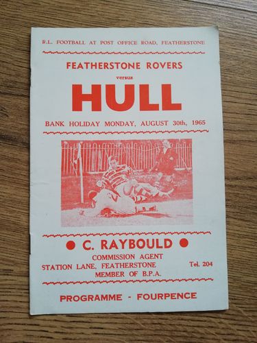 Featherstone v Hull Aug 1965 Rugby League Programme