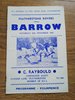 Featherstone v Barrow Nov 1965 Rugby League Programme