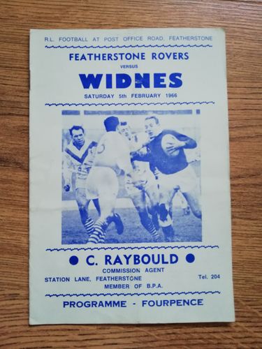 Featherstone v Widnes Feb 1966 Rugby League Programme