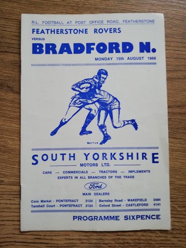 Featherstone v Bradford Aug 1966 Rugby League Programme