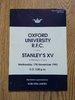 Oxford University v Stanley's XV 1993 Rugby Programme