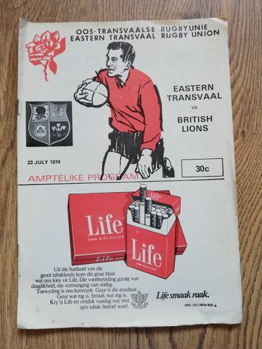 Eastern Transvaal v British Lions 1974 Rugby Programme