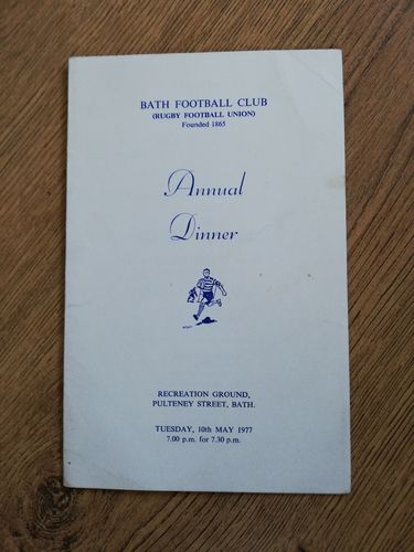 Bath Rugby Club 1977 Annual Dinner Menu
