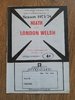 Neath v London Welsh Oct 1973 Rugby Programme