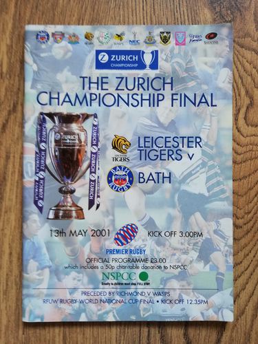 Leicester v Bath 2001 Championship Final Rugby Programme