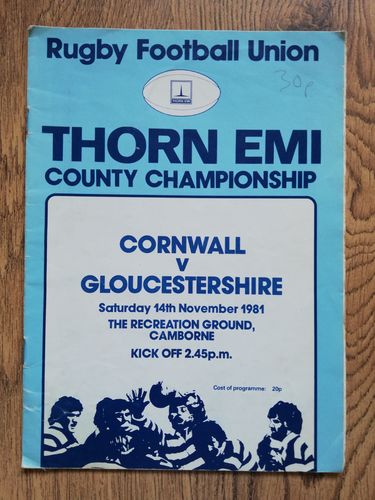 Cornwall v Gloucestershire Nov 1981 Rugby Programme
