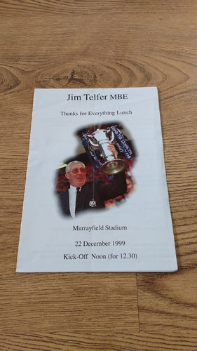 Jim Telfer 1999 'Thanks for Everything Lunch' Menu