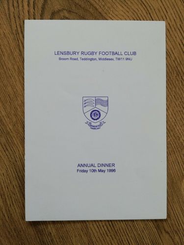 Lensbury Rugby Club 1996 Annual Dinner Menu