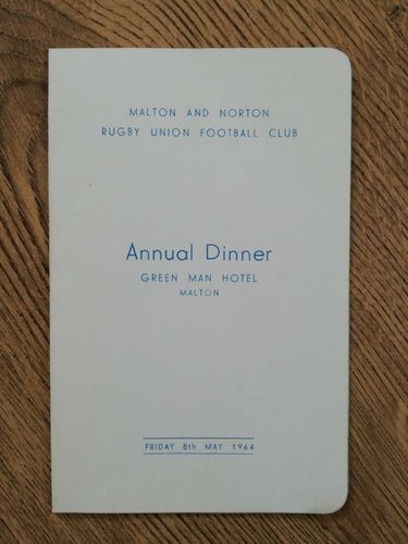 Malton and Norton Rugby Club 1964 Annual Dinner Menu