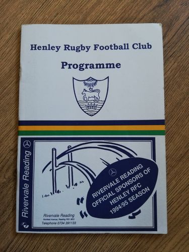 Henley v Launceston 1994 Pilkington Cup Rugby Programme