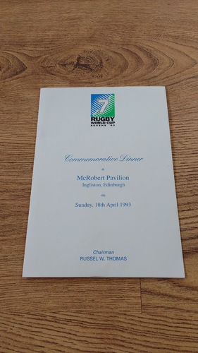 Rugby World Cup Sevens 1993 Commemorative Dinner Menu