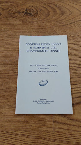 Scottish Rugby Union 1982 Championship Dinner Menu