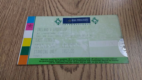 Ireland v Argentina 1999 Rugby Ticket