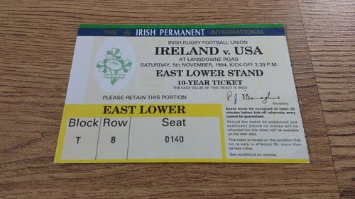 Ireland v USA 1994 Rugby Ticket