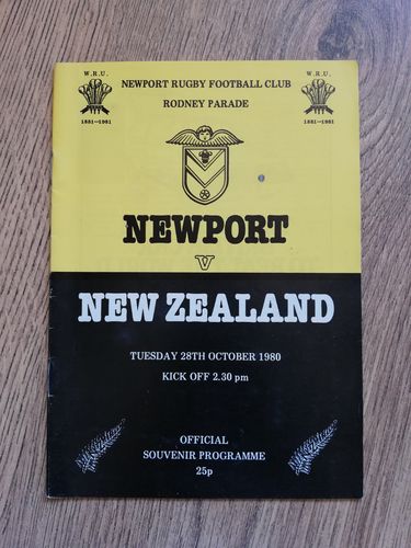 Newport v New Zealand 1980 Rugby Programme