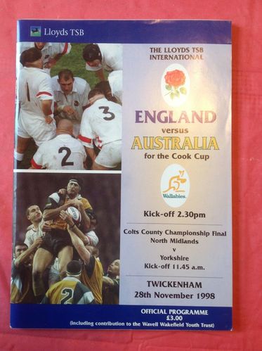 England v Australia 1998 Rugby Programme