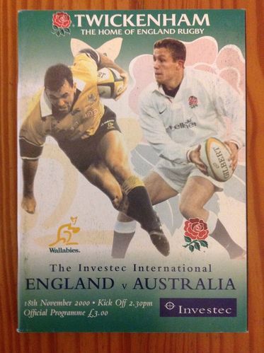 England v Australia 2000 Rugby Programme