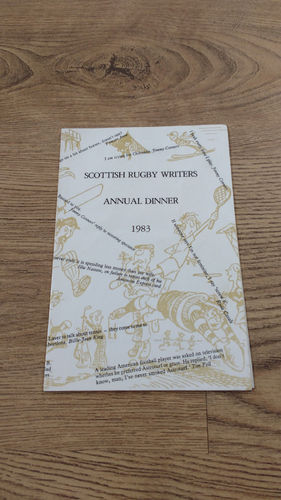 Scottish Rugby Writers 1983 Annual Dinner Menu