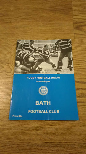 Bath v Wasps Nov 1986 Rugby Programme