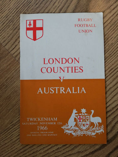 London Counties v Australia 1966 Rugby Programme