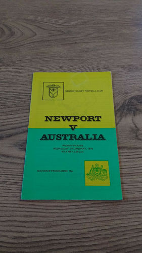 Newport v Australia 1976 Rugby Programme