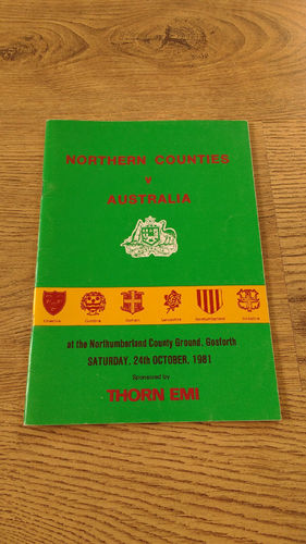 Northern Counties v Australia 1981 Rugby Programme