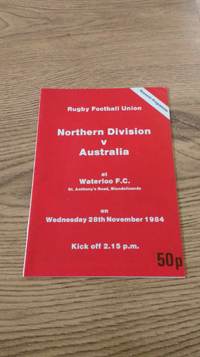 Northern Division v Australia 1984 Rugby Programme