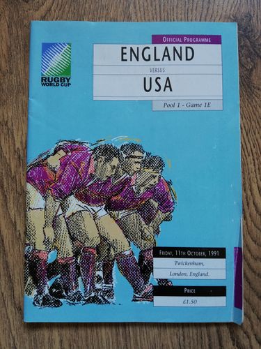 England v USA 1991 Signed Rugby World Cup Programme
