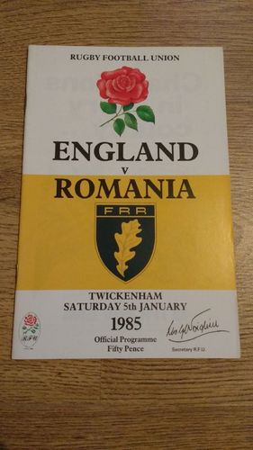 England v Romania 1985 Rugby Programme
