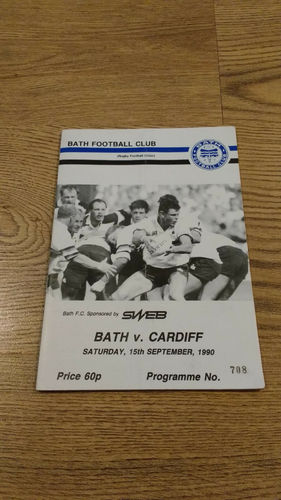 Bath v Cardiff 1990 Rugby Programme