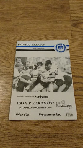 Bath v Leicester Pilkington Cup 1990 Rugby Programme