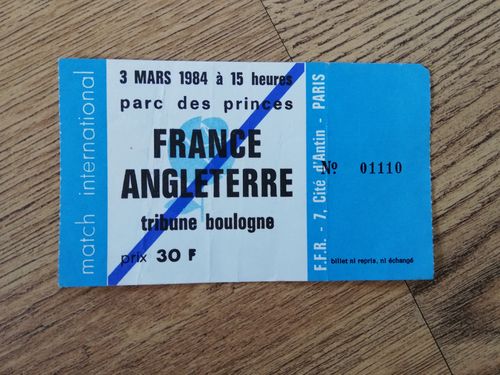France v England 1984 Rugby Ticket