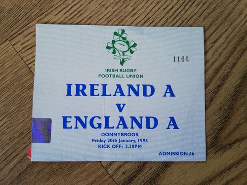 Ireland A v England A 1995 Rugby Ticket