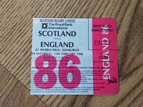 Scotland v England 1986 Rugby Ticket