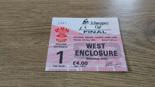 Bridgend v Neath 1990 Schweppes Cup Final Used Rugby Ticket