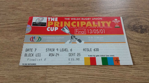 Newport v Neath 2001 Principality Cup Final Rugby Ticket