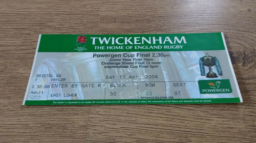 Sale v Newcastle 2004 Powergen Cup Final Used Rugby Ticket