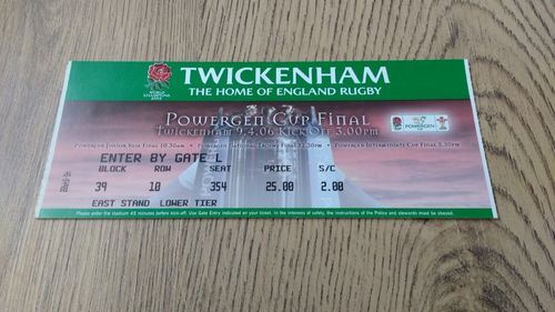 Wasps v Llanelli 2006 Powergen Cup Final Used Rugby Ticket