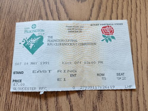 Harlequins v Northampton 1991 Pilkington Cup Final Used Rugby Ticket