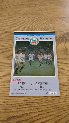 Bath v Cardiff 1993 Rugby Programme
